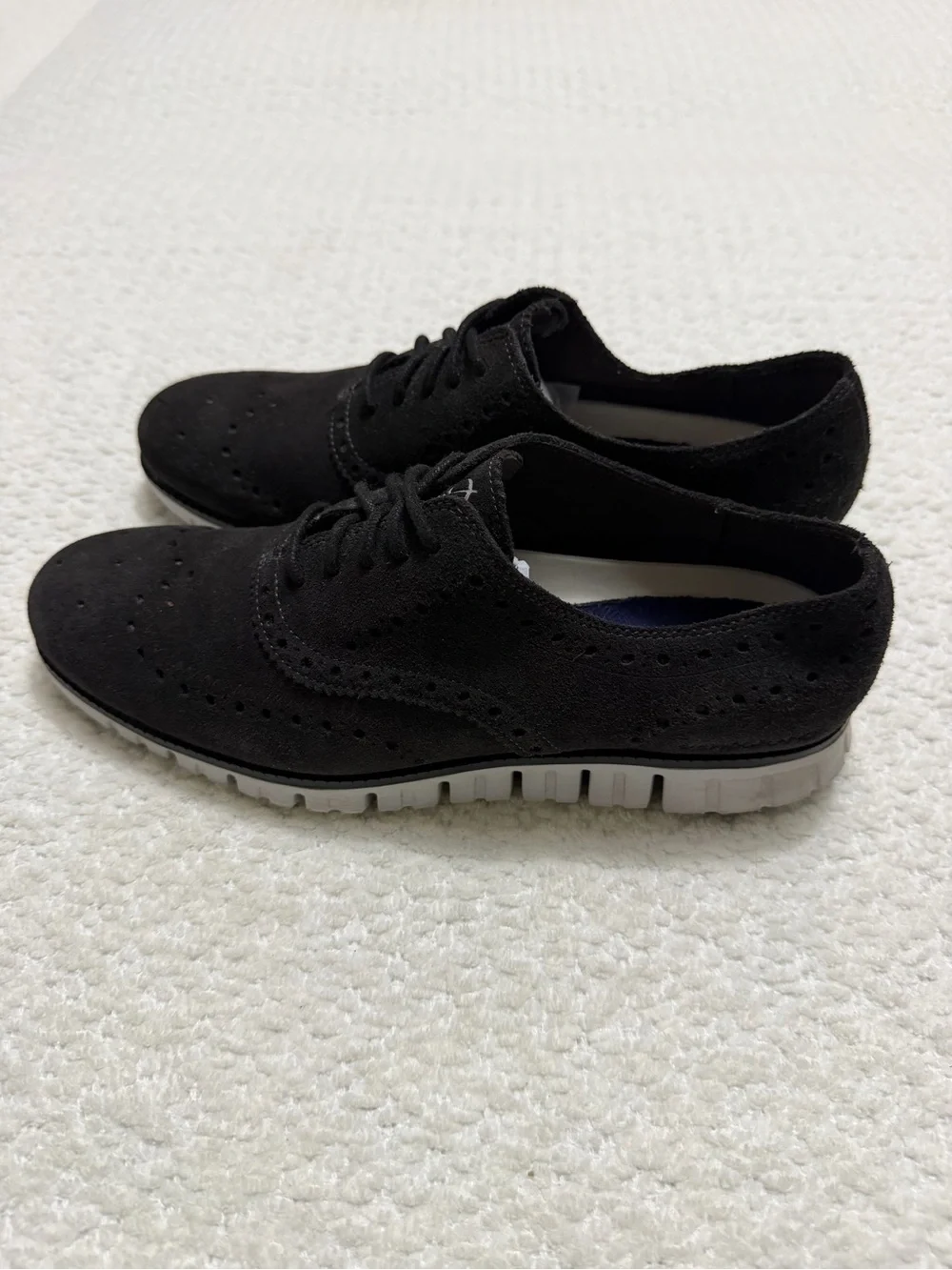 Cole Haan ZERØGRAND Wingtip Oxford Midnight Grey Suede Men’s Size 9.5